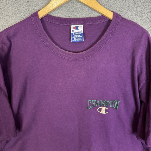 VTG Champion T‎ Shirt Mens XL Purple Short Sleeve Cotton Y2K Single Stitch - Picture 2 of 9